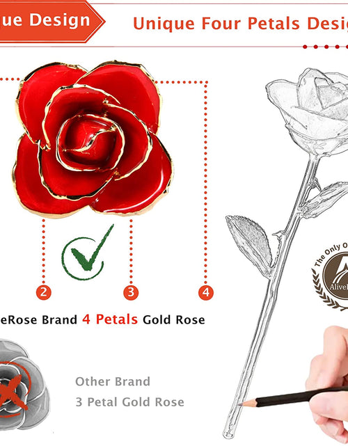 Load image into Gallery viewer, Valentines Day Gift, 24K Gold Dipped Real Rose Gift for Her and Great Valentines Gift for Her Rose(Red with Crystal Vase)
