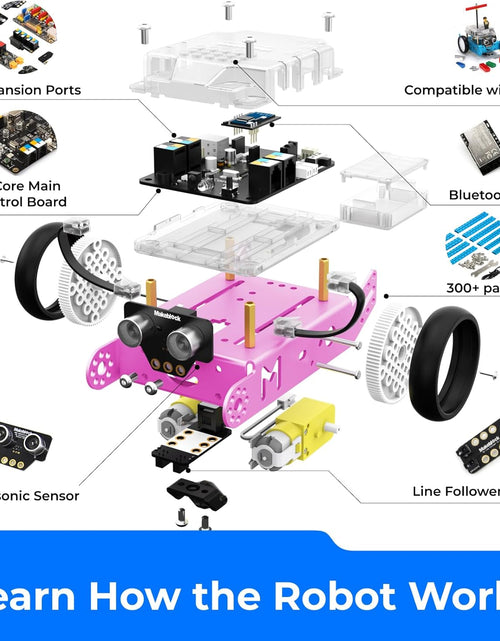 Load image into Gallery viewer, Mbot Robot Kit, STEM Projects for Kids Ages 8-12 Learn to Code with Scratch Arduino, Robot Kit for Kids, STEM Toys for Kids,Computer Programming for Beginners Gift for Boys and Girls 8 Pink
