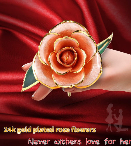 24K Gold Rose, Gold Dipped Rose Made from Real Rose Best Gifts for Her and Great Gifts for Wife, Pink with Stand